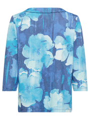 Olsen - 3/4 Sleeve Round Neck Sweatshirt in Night Blue Floral Print (11201638)