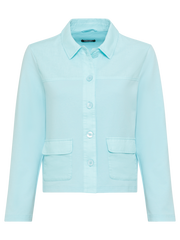 Olsen - Cotton & Linen Cropped Wide Leg Aqua Mint Trouser (14002175)