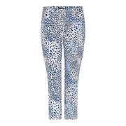 Robell – Bella 09 - 7/8 Length Cropped Trouser in a Bold Blue Animal Print