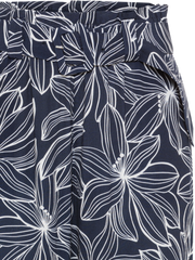 Olsen - Wide Leg Trousers in Navy with White Floral Print (14002153)