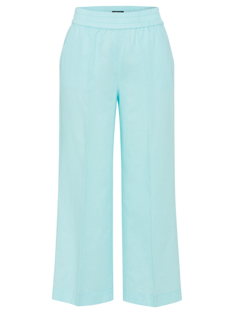 Olsen - Cotton & Linen Cropped Wide Leg Aqua Mint Trouser (14002175)