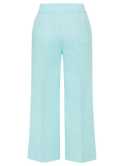 Olsen - Cotton & Linen Cropped Wide Leg Aqua Mint Trouser (14002175)
