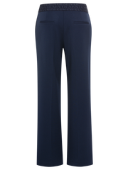 Olsen - Mona - Navy Straight Leg Trousers with Elasticated Waistband (14002417)