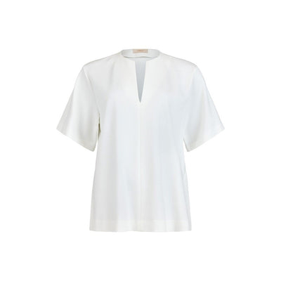 GOMAYE - V Neck Easy Wear Tunic Top with Short Sleeves