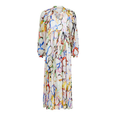 GOMAYE - High Waisted Long Sleeve Maxi Dress in a Bold Print