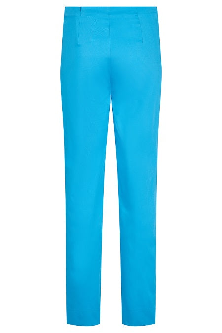 Robell – Marie - Lightweight Straight Leg Cotton Mix Trousers in Bright Blue