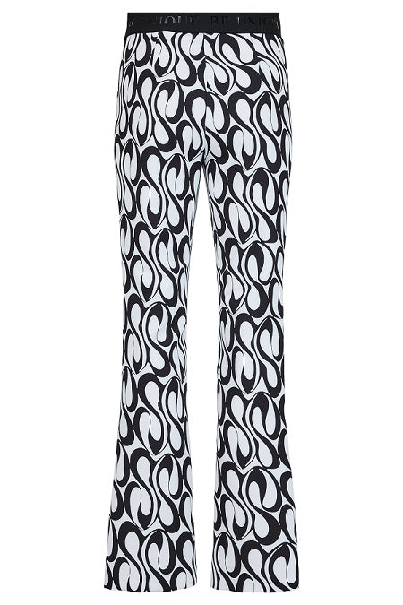 Robell – Joella -  Full Length Bootleg Trouser in Bold Black/White Print (53466-5510)