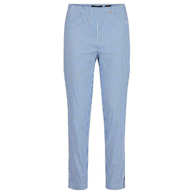Robell – Bella 09 - Lightweight Cropped Trouser (7/8 Length) in a Blue Stripe