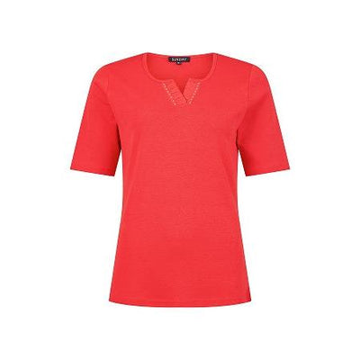Sunday - Short Sleeve V neck T Shirt with diamante detailing