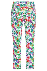Robell – Bella 09 - White/Green/Red Floral Print Cropped Trouser (51560-5633)