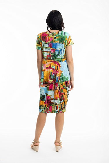 Orientique - Havana - Short Sleeve Bubble Dress in Multicolour Havana Print (20055)