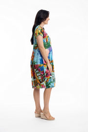 Orientique - Havana - Short Sleeve Bubble Dress in Multicolour Havana Print (20055)