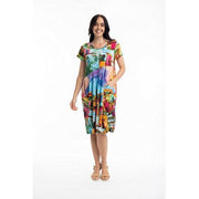 Orientique - Havana - Short Sleeve Bubble Dress in Multicolour Havana Print (20055)