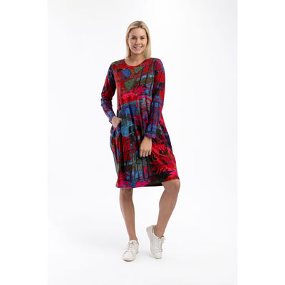 Orientique - Houses - Long Sleeve Bubble Dress in Multicolour Houses Print (20068)