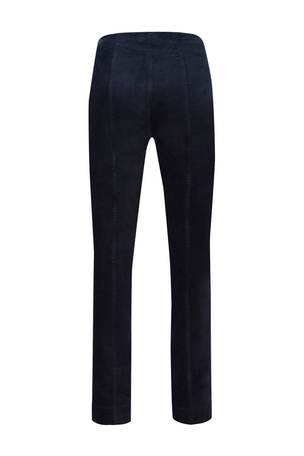 Robell – Marie - Straight Leg Full Length Cotton Velvet Trouser in Navy (51414-54362)