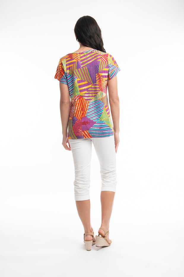 Orientique - Abstract - Short Sleeve V Neck T Shirt (22877)