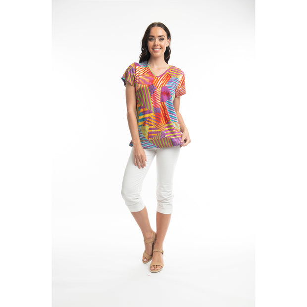 Orientique - Abstract - Short Sleeve V Neck T Shirt (22877)