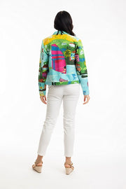 Orientique - Short Biker Jacket in Carabean Print (22993)