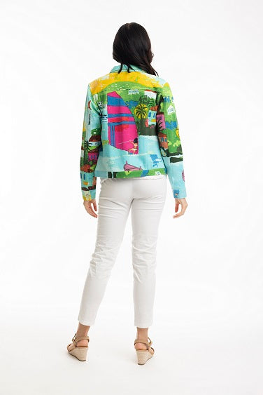 Orientique - Short Biker Jacket in Carabean Print (22993)