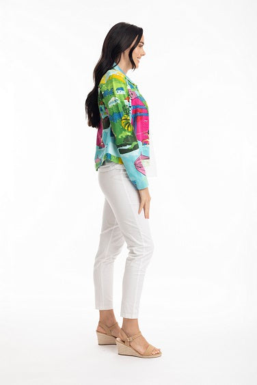Orientique - Short Biker Jacket in Carabean Print (22993)