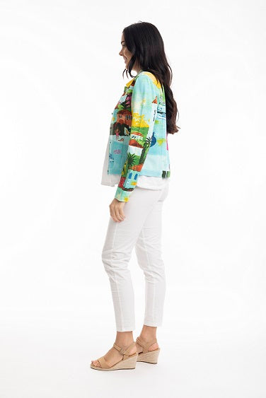 Orientique - Short Biker Jacket in Carabean Print (22993)