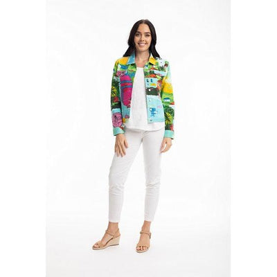 Orientique - Short Biker Jacket in Carabean Print (22993)