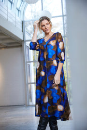 Sunday - 3/4 Sleeve V Neck Bold Print Dress (6737-6852)
