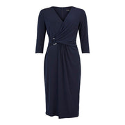 Tia -3/4 Sleeve V Neck Navy Cocktail Dress