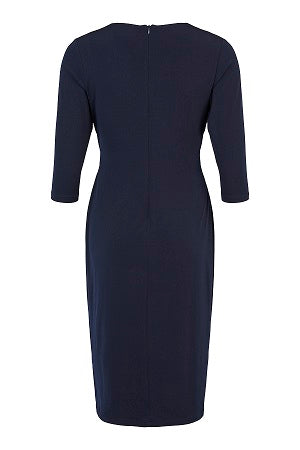 Tia -3/4 Sleeve V Neck Navy Cocktail Dress