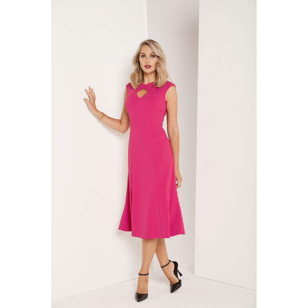 Tia - Sleeveless Cocktail Dress in Cerise Pink