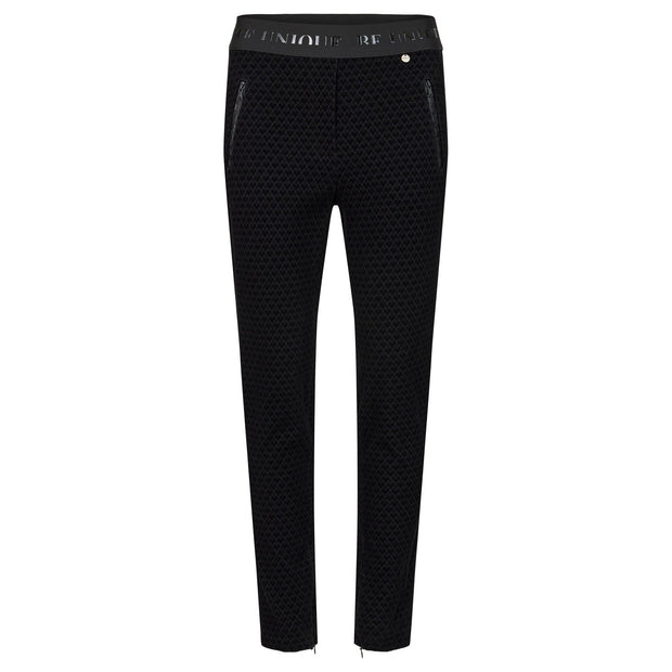 Robell – Nelly - Slim Tapered Leg Trouser in Black Print (52629-54744)