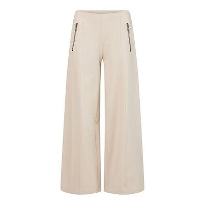 NOEN - Long Wide Leg Trousers in Beige with Elasticated Waist (81395-9480)