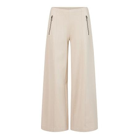 NOEN - Long Wide Leg Trousers in Beige with Elasticated Waist (81395-9480)