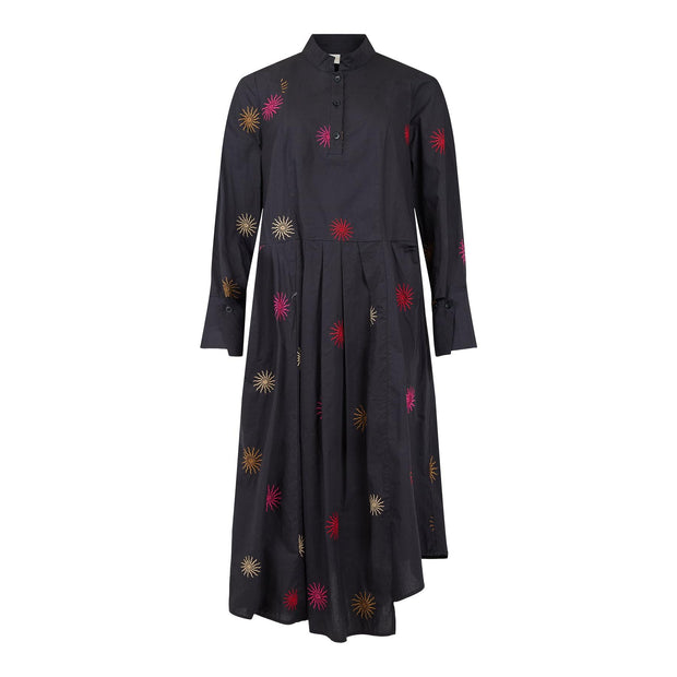 NOEN - Long Sleeve Cotton Dress with Embroidered Sunbursts (88580-81262)