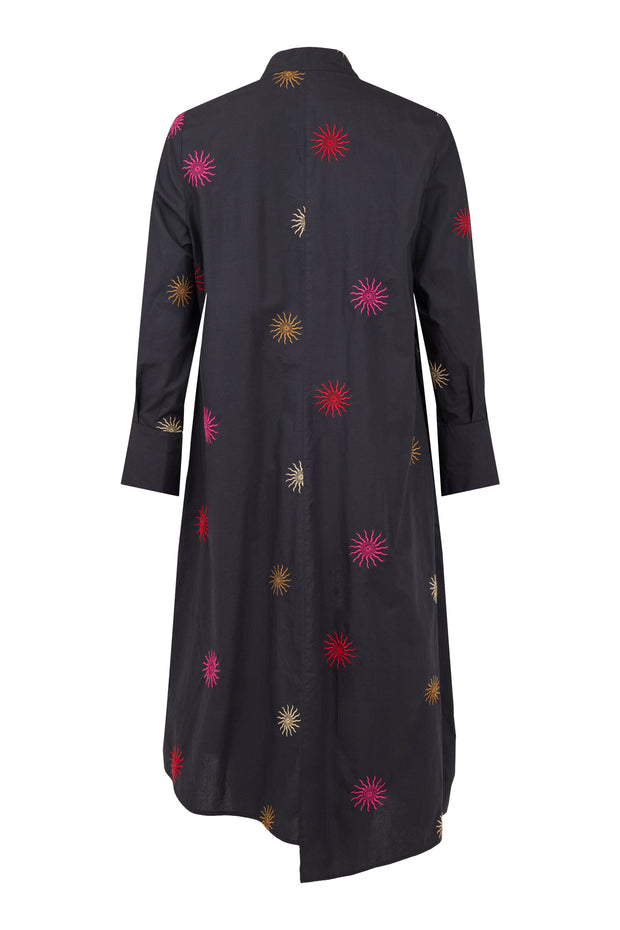 NOEN - Long Sleeve Cotton Dress with Embroidered Sunbursts (88580-81262)