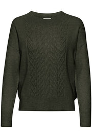 CREAM - CRDela Round Neck Jumper with Cable Knit Panel (2 colours)