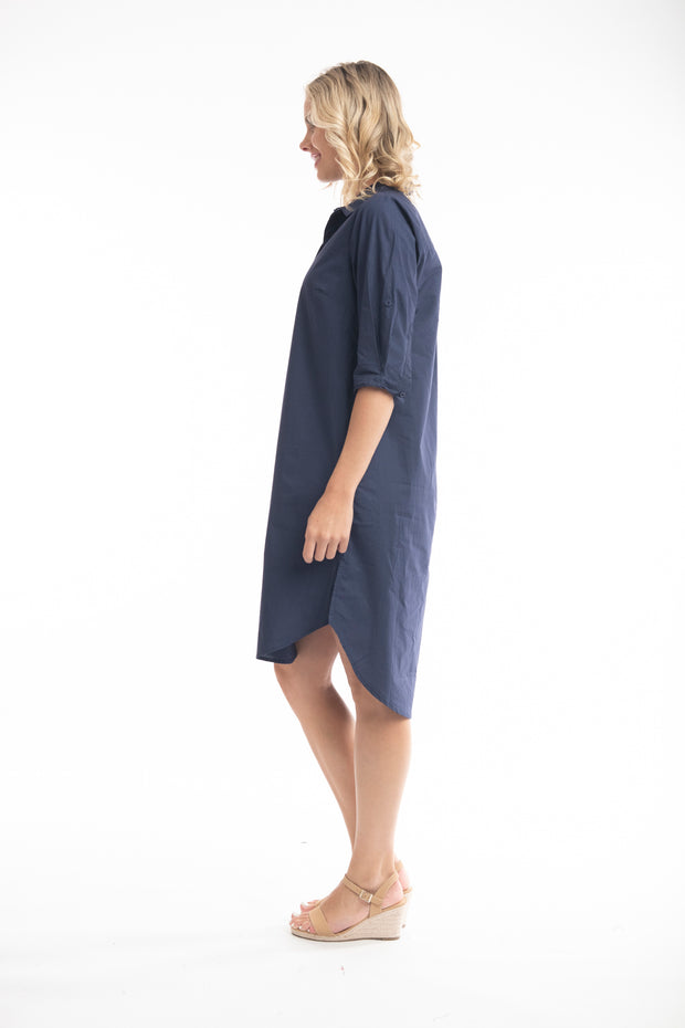 Orientique - Essentials - Cotton Shirt Dress with Elbow Length Sleeves (41094) (2 colours)