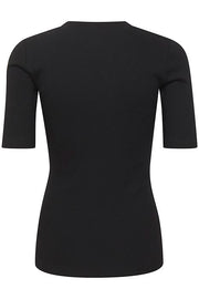 InWear - DagnaIW Black V Neck 1/2 Sleeve Tee Shirt
