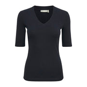 InWear - DagnaIW Navy V Neck 1/2 Sleeve Tee Shirt