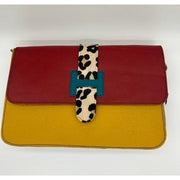 Soruka - Jana - Reverse Tab Mustard Yellow, Red & Beige Leather Shoulder/Cross body Bag