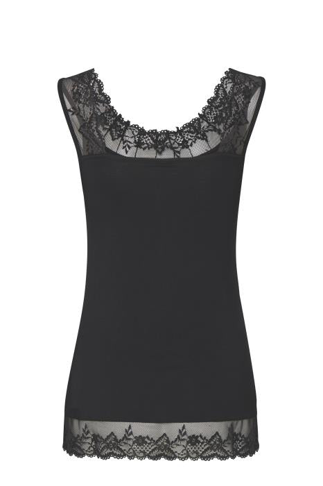 CREAM - Florence - Sleeveless Round Neck Vest Top with Lace Detail (3 colours)