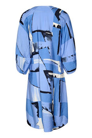 InWear - NaomiIW - 3/4 Sleeve V Neck Dress In Blue Abstract Print