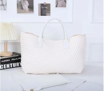 Kris-Ana - Large Platted Holdall/Shopper Bag with Tie Closure-9387 (5 Colours)
