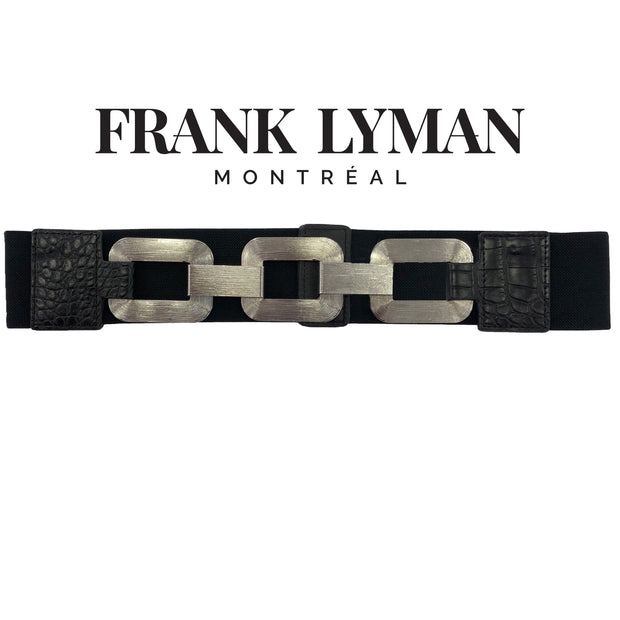Frank Lyman - Black Stretch Belt with Large Metal Design (A23304U)