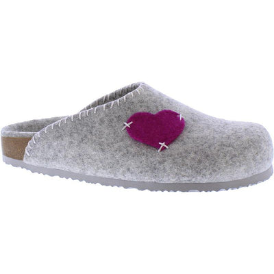 Adesso - Bexly Grey Wool Slipper with Cerise Pink Heart