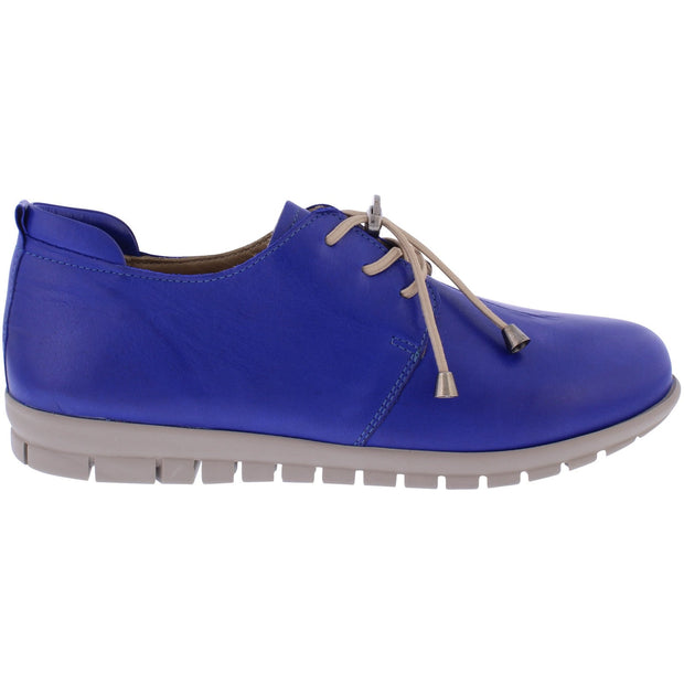 Adesso - Sarah - Leather Shoe with Elasticated Laces in Electric Blue
