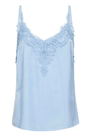 CREAM - Anna - Sleeveless V Neck Vest Top with Lace Detail Silver Lake (10611224)
