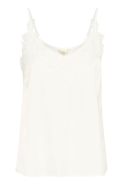 CREAM - Anna - Sleeveless V Neck Vest Top with Lace Detail Snow White (10611224)