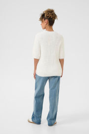 CREAM - CRLini Short Sleeve Round Neck Soft Fluffy Jumper (10614411)