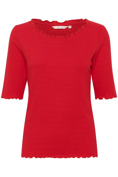 CREAM - CRRibba Short Sleeve Round Neck T Shirt in Red (10611076)